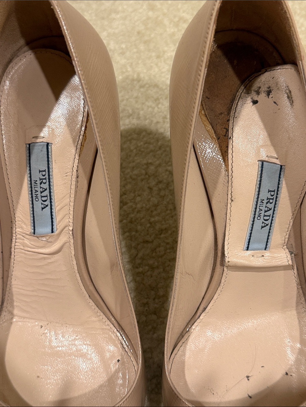 Prada Blush Patent Leather Pointed-Toe Stiletto Pumps - Picture 4 of 8